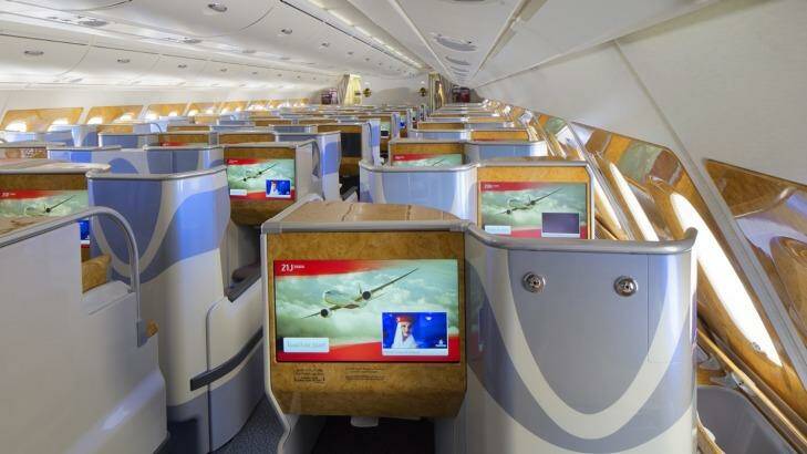 Business class on an Emirates A380.