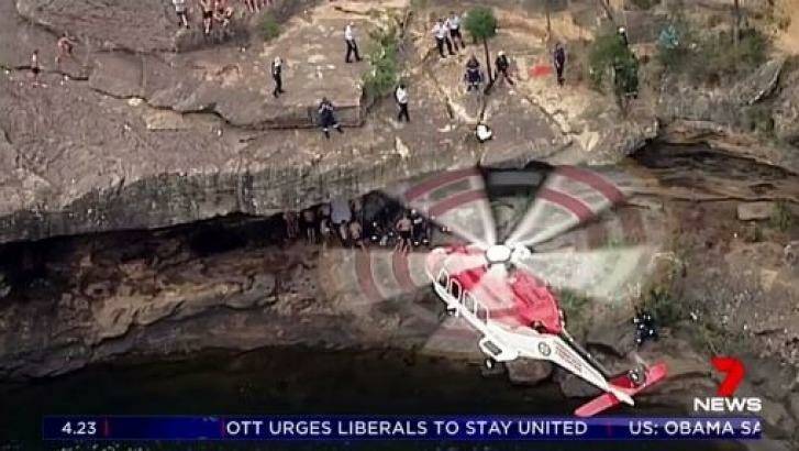 A 27-year-old Pakistani national drowned at the Mermaid Pools in Tahmoor, south of Sydney. Photo: Channel 7