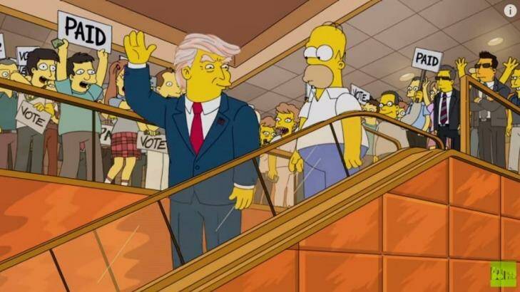 Homer Simpson appeared at a Trump rally in an episode 16 years ago. Photo: Fox