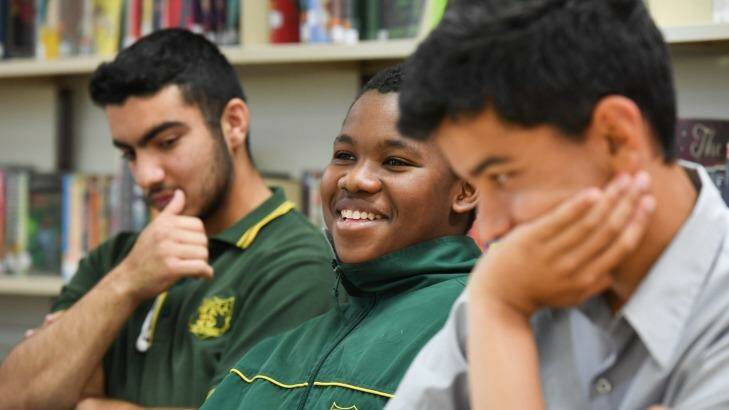 A student workshop held at Granville Boys High with proponents of WestWords. Photo: Peter Rae