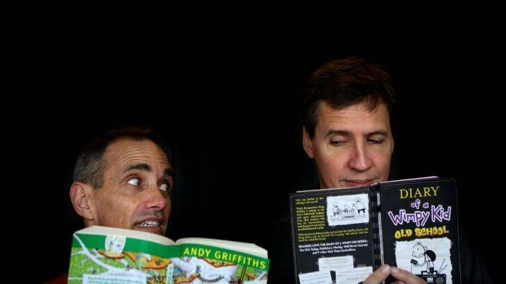 Andy Griffiths (left) and Jeff Kinney, of Treehouse and Wimpy Kid fame respectively. Photo: James Alcock