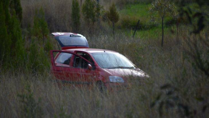 The crashed car, which was being forensically examined.  Photo: Harold Konz/ The Inverell Times