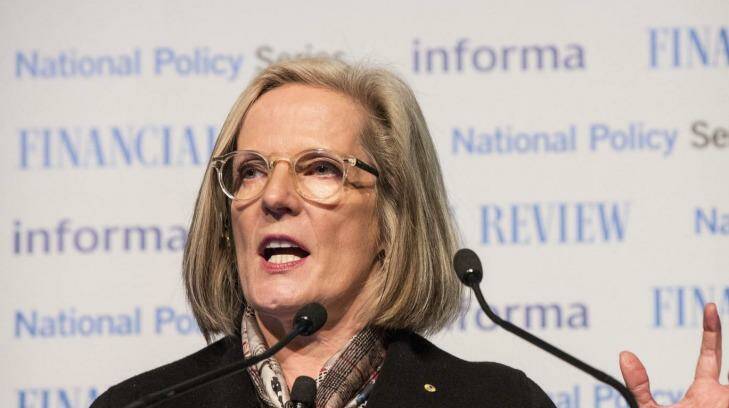 Lucy Turnbull, speaking in her capacity as Chair of the Greater Sydney Commission in June. Photo: Jessica Hromas