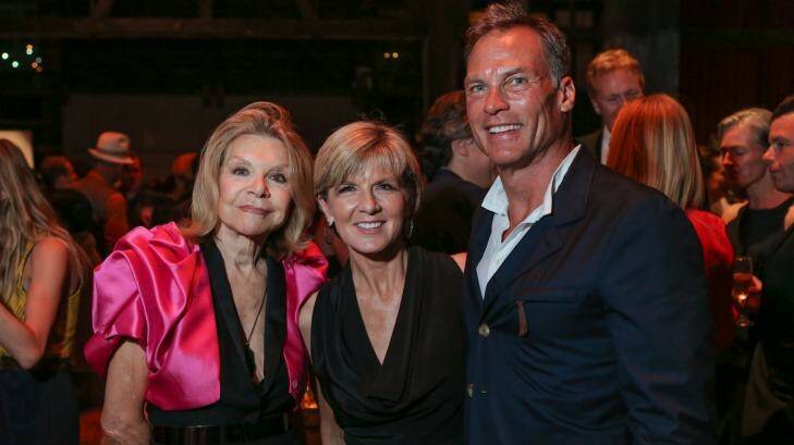 Carla Zampatti with Julie Bishop and David Panton at the Sydney Dance Company's annual Dance Noir party on Saturday night. Photo: Sydney Dance Company