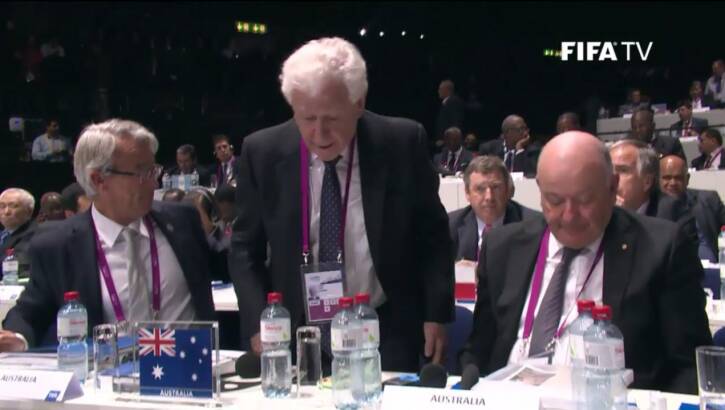 Frank Lowy, the head of the Football Federation Australia, casts his ballot in Zurich. Photo: Courtesy FIFA TV