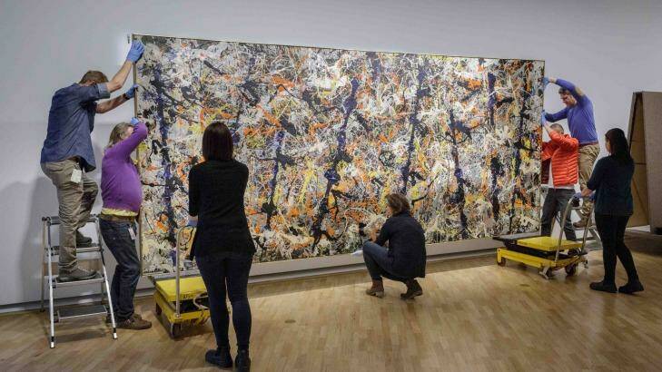 Jackson Pollock's <i>Blue Poles</i> has returned from London, its first overseas trip since 1998. Photo: Supplied