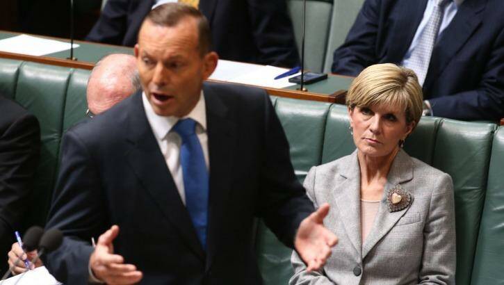 Prime Minister Tony Abbott and Foreign Minister Julie Bishop during question time on Monday. Photo: Andrew Meares