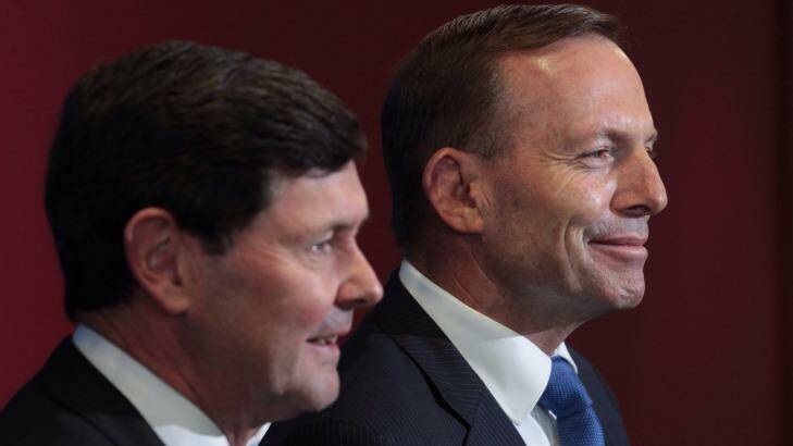 Prime Minister Tony Abbott and Defence Minister Kevin Andrews announcing the new papy offer on Wednesday. Photo: Andrew Meares
