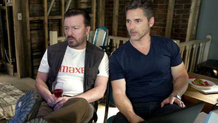Ricky Gervais and Eric Bana star in <i>Special Correspondents</i>, on Netflix. Photo: Netfilx