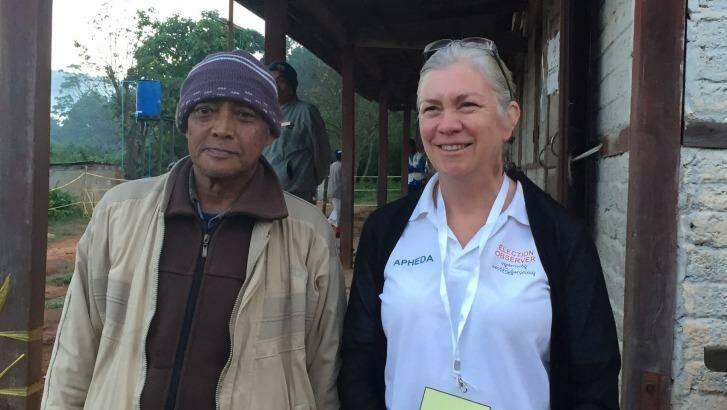 The author with a voter in Kalaw, Myanmar.  Photo: Anne Davies
