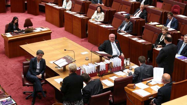 The Senate votes on the same-sex marriage plebiscite bill on Monday night. Photo: Andrew Meares
