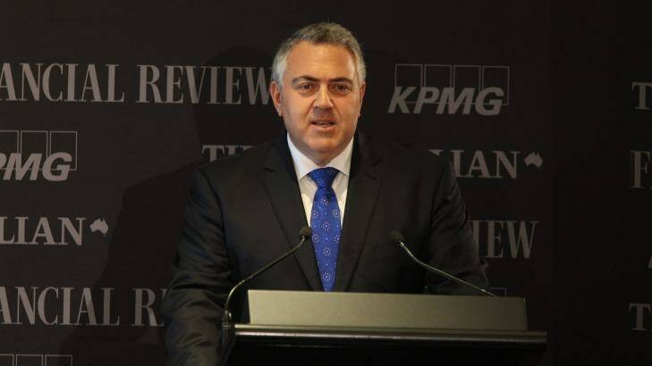 Treasurer Joe Hockey at his opening address at the National Reform Summit in Sydney. Photo: Louie Douvis
