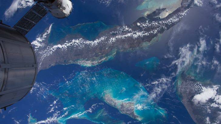 View of the Bahamas from the International Space Station from <i>A Beautiful Planet 3D</i>. Photo: IMAX SpaceWorks Ltd