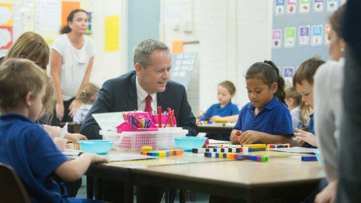 Bill Shorten at the launch of Labor's education policy on Thursday.  Photo: James Boddington