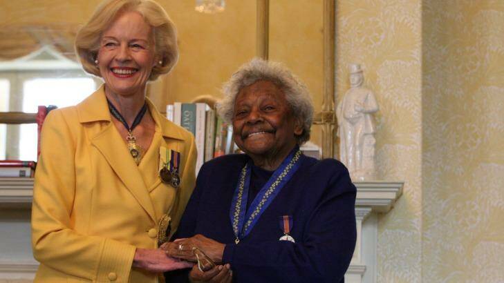Revered: Australian Governor General Quentin Bryce presents Faith Bandler with the Order of Australia. in 2009. Photo: Peter Rae