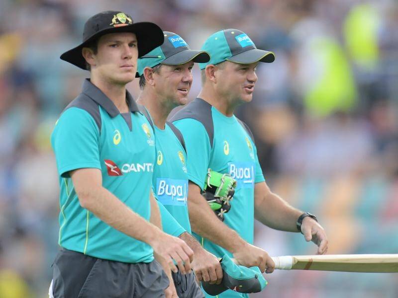 Ricky Ponting (centre) has been working as an assistant coach with Australia's T20 side.