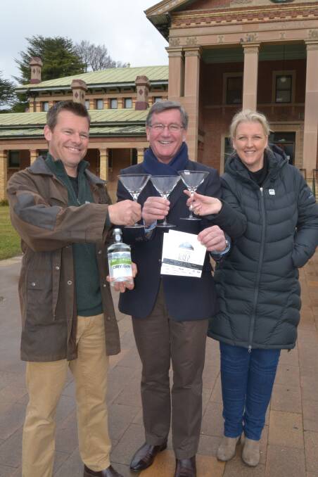 GALA BALL: Bathurst mayor Gary Rush, centre, is encouraging people to book their gala ball tickets early. Stone Pine Distillery owner Ian Glen and Pronto Catering regional event manager Belinda Thompson will help keep the ball guests satisfied. Photo: NADINE MORTON 	071315nmgala4