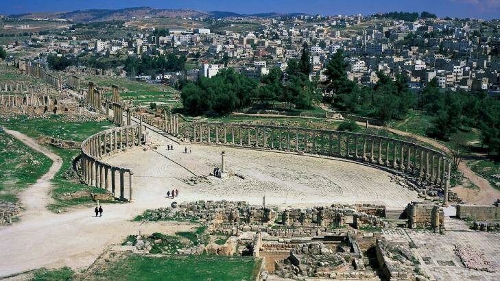 View over the ruins of the Roman city of Jerash in Jordan.