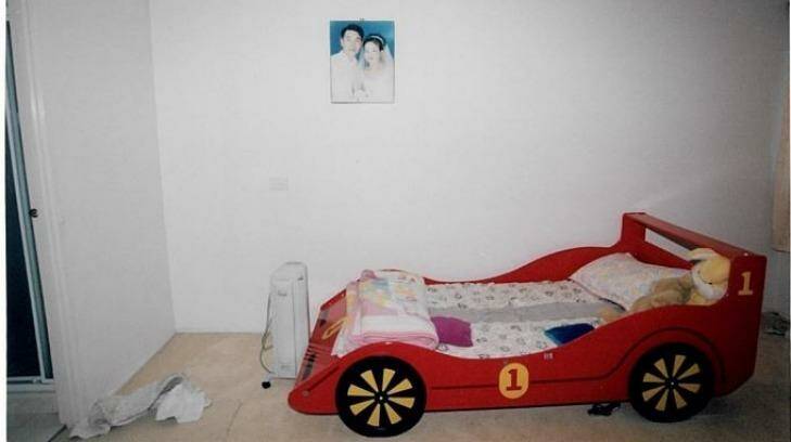 A child's racing-car bed in the Lin family house in North Epping.  Photo: Supplied