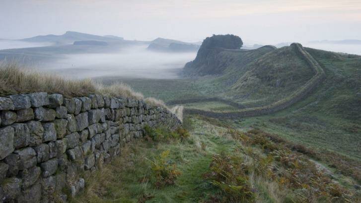 Hadrian's Wall winding it's way over the Northumbrian landscape.