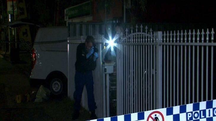 Police at the scene of the stabbing. Photo: Nine News