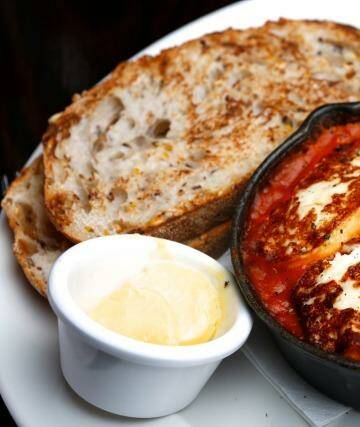 A cracker:  Trunk  Diner's Haloumi  and baked eggs. Photo: Eddie Jim