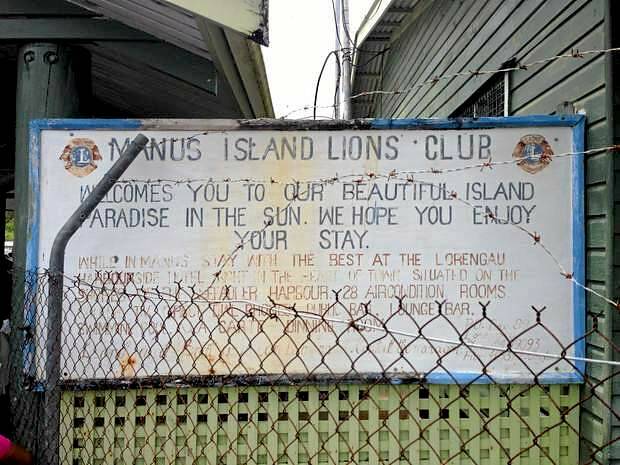 Manus Island Lions Club welcome sign at the airport. Photo: Alex Ellinghausen