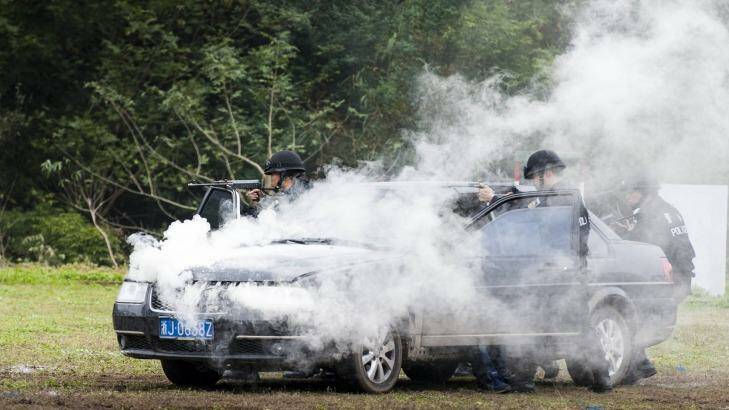 Special police attend an anti-terrorism drill in Taizhou, Zhejiang Province, China on Friday. Photo: ChinaFotoPress