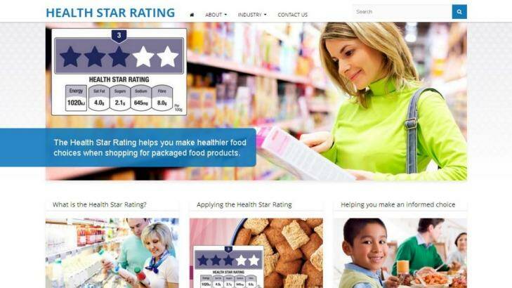 An earlier version of the the Health Star Rating website before it was shut down. Photo: Supplied