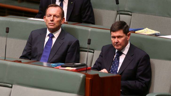 Former prime minister Tony Abbott in Parliament on Tuesday during the debate on gun laws. Photo: Alex Ellinghausen