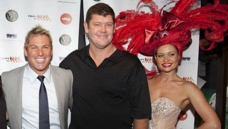 Shane Warne and James Packer at a Shane Warne Foundation Charity Poker Tournament at Crown Casino.