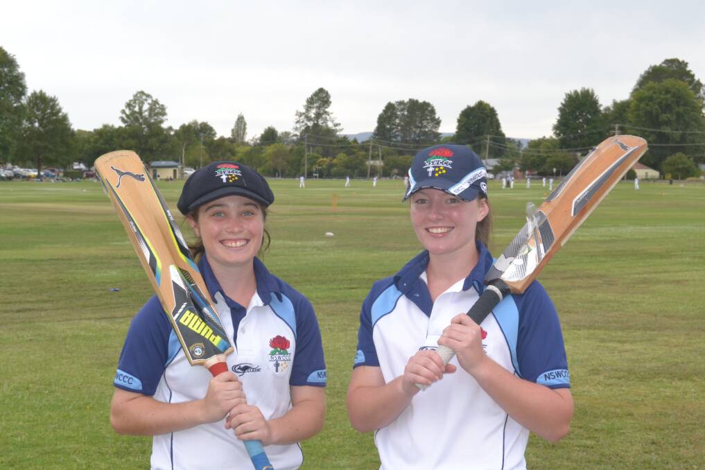 STEPPING UP: Kayla Austin and Sam Arnold each made an important 30 during Combined Catholic Colleges total of 9-151 during their NSW Schoolgirls Cricket Championships final against Combined High Schools 1 on Tuesday. Photo: SAM DEBENHAM	 031715sdgirlsCricket1