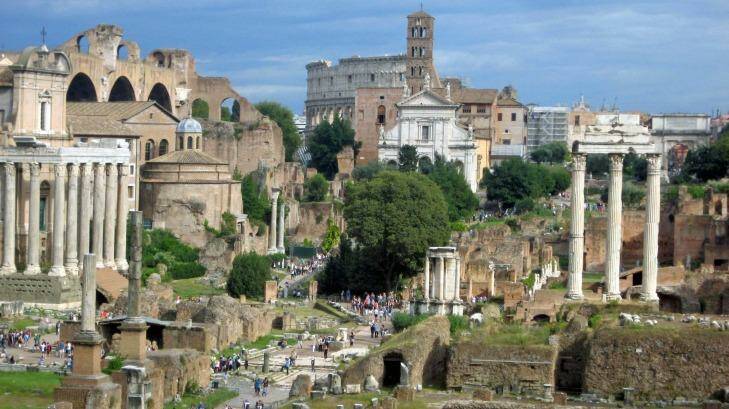The ruins of the Palatine Hill from Via di Campodoglio in Rome. Photo: Brian Johnston