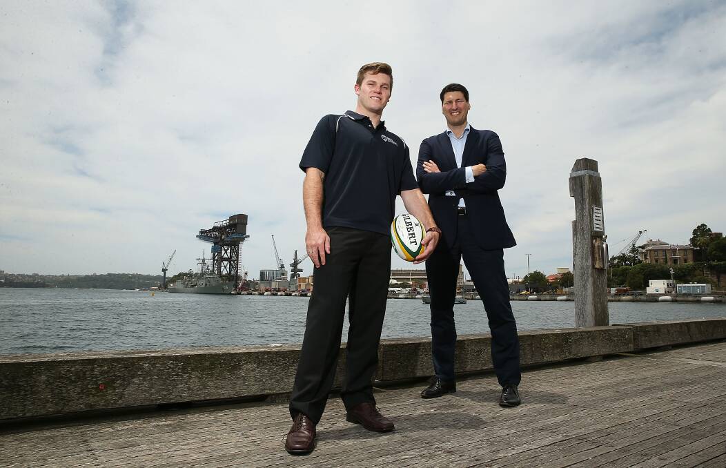 GOOD COMPANY: Ben Hunt has John Eales close on hand whenever he needs him courtesy of picking up a scholarship named after the Wallabies legend. 	082214huntEales