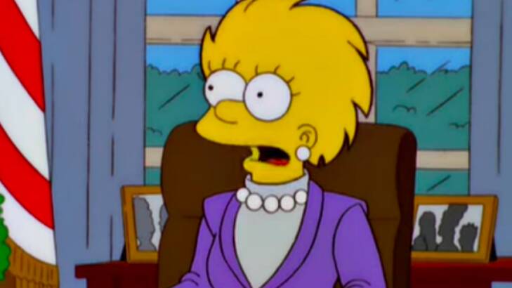 "As you know, we've inherited quite a budget crunch from President Trump," President Lisa Simpson said 16 years ago. Photo: Fox