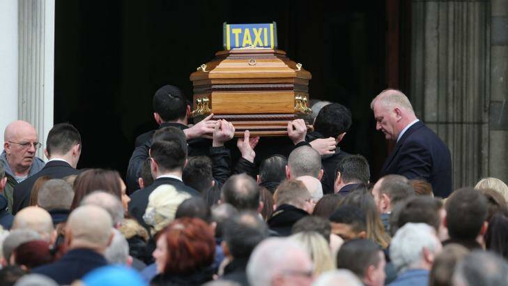The coffin of Eddie Hutch in Dublin on Friday. Photo: Niall Carson/PA