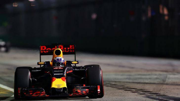 Daniel Ricciardo on the track for Red Bull during the Singapore Grand Prix. Photo: Clive Mason/Getty Images