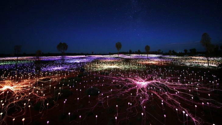 After 24 years, Bruce Munro's vision has been realised at Uluru. Photo: Mark Pickthall