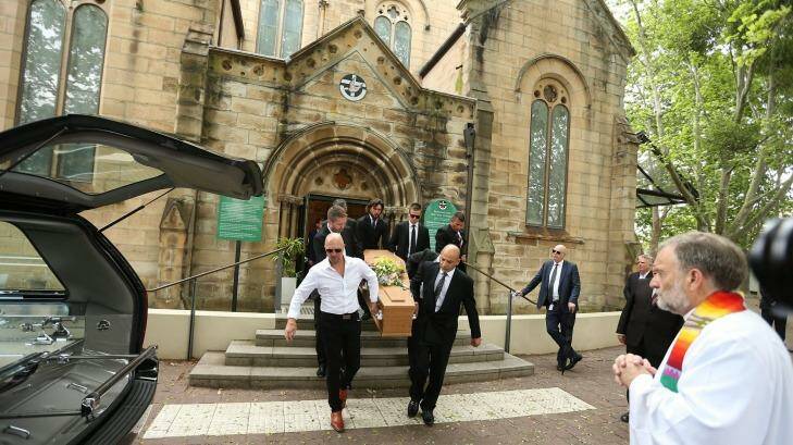 Mourners farewell Fairfax Media columnist Sam de Brito at Paddington Uniting Church. Photo: Anthony Johnson