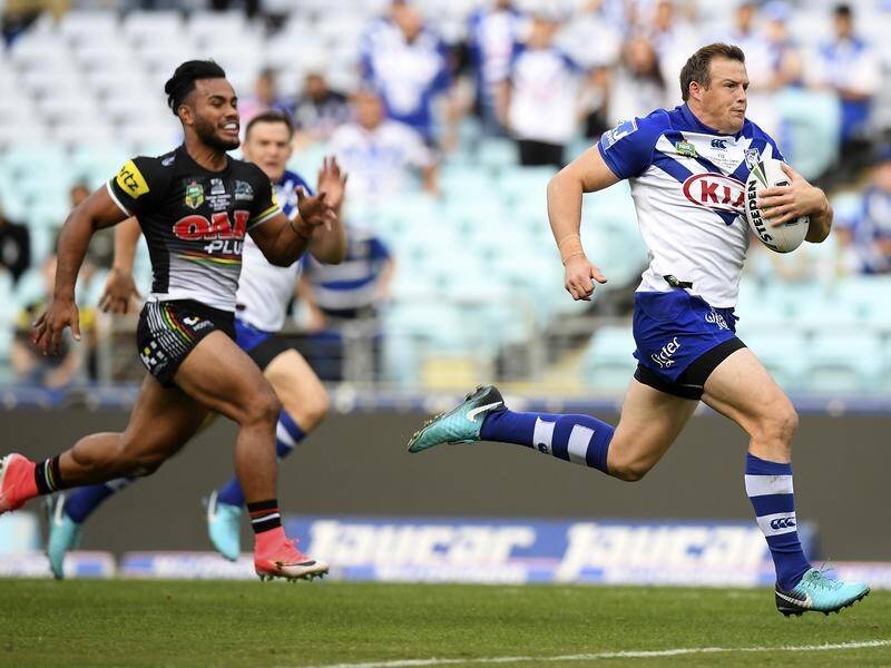 Josh Morris has celebrated his 200th NRL game with a try and a win over Penrith at ANZ Stadium.