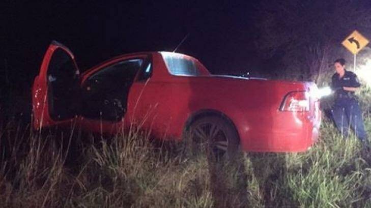 The ute crashed into a dirt embankment near Goulburn. Photo: NSW Policing