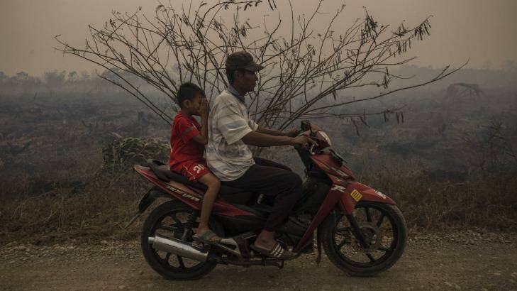 Choking haze in Palembang, Indonesia, on the weekend. Photo: Getty 