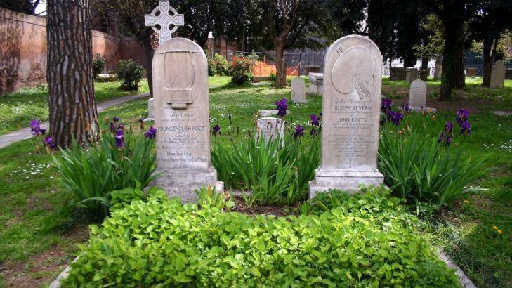 The graves of the English poet John Keats (1795-1821) and his friend, painter Joseph Severn (1793-1879).