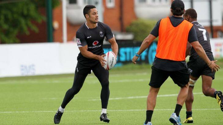 Jarryd Hayne training with the Fijian sevens teams in London. Photo: World Rugby Photo: World Rugby