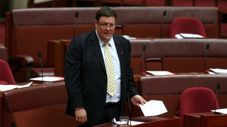 Senator Glenn Lazarus, pictured standing, says dysfunction in the Abbott government is causing chaos in the Senate. Photo: Alex Ellinghausen