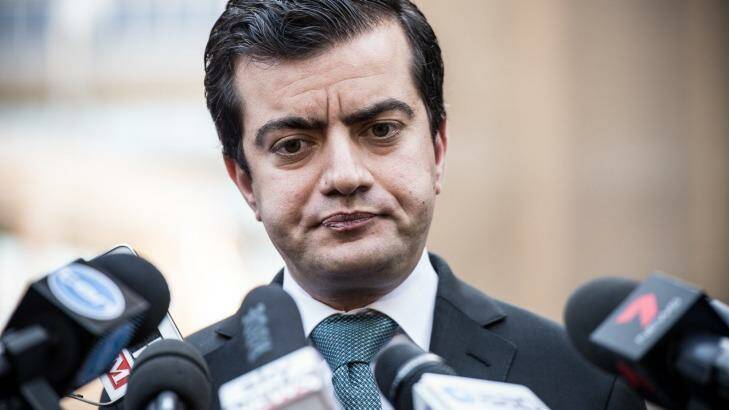 Senator Sam Dastyari as he tried to justify his actions at a 25-minute grilling earlier this week. Photo: Wolter Peeters