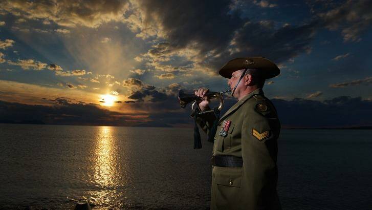 The bugler for Anzac Day's dawn service last year at Gallipoli, Turkey. Photo: Joe Armao