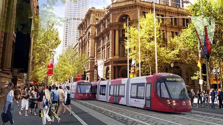 Boulevard: An artist's impression of George Street once the cars are removed, the light rail moves in and pedestrians walk to their favourite routes. Photo: Supplied