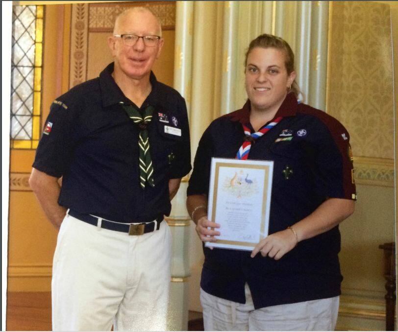 Kristal Thomas. Her presentation was on the 30thApril 2016 at Government House Sydney, By His Excellency General The Honourable David Hurley AC DSC (Ret'd) who is also the Chief Scout of NSW. 