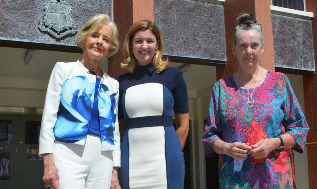 DOMESTIC VIOLENCE RESPONSE: Quentin Bryce, Minister Shannon Fentiman and Mount Isa DV resource centre's Pauline Woodbridge. Photo: DEREK BARRY